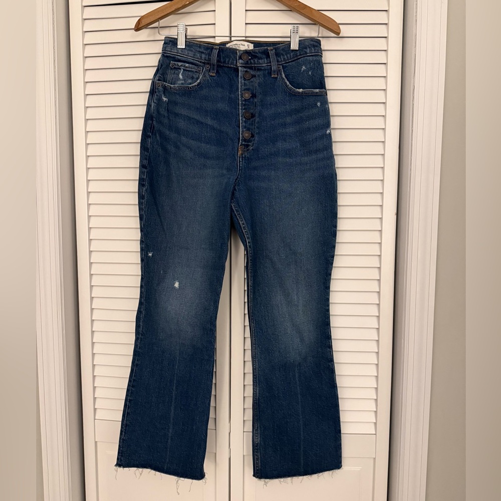 Abercrombie Curve Love The Kick Flare Ultra High Rise Dark Blue Jeans